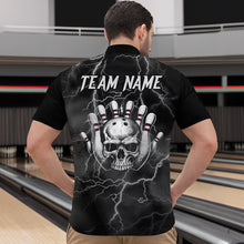 Load image into Gallery viewer, Skull Bowling League Shirt Men Bowling Jersey Team Lightning Thunder Bowling Quarter-Zip Shirt BDT335