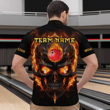 Load image into Gallery viewer, Skull Bowling Shirt For Men Flame Bowling Team League Jersey Custom Bowling 1/4 Zip Shirt BDT333