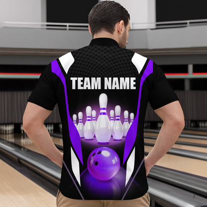 Purple Bowling Shirt for Men and Women Bowling Jersey with Team Bowling Polo & 1/4 Zip MBL42