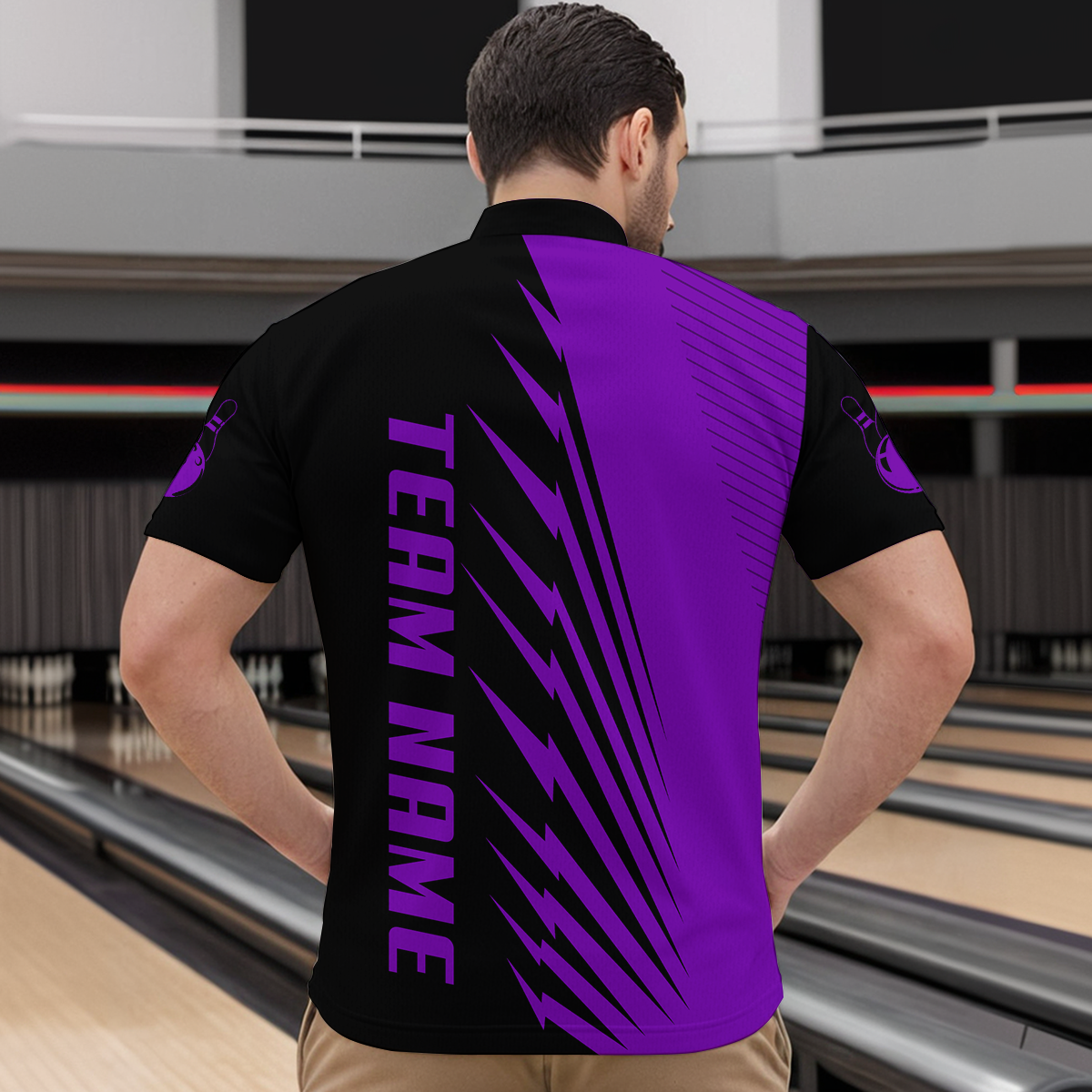 Custom Purple Bowling Shirts for Men Women Team Bowling Polo & 1/4 Zip Shirt MBL48