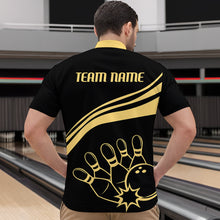 Load image into Gallery viewer, Black&amp;Gold Bowling Quarter-Zip Shirt Men Custom Bowling Jersey Vintage Bowling Team League Shirt BDT116