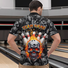 Load image into Gallery viewer, Men Skull Custom Bowling Team Shirts Unisex Bowling Men Short Sleeve Polo &amp; Quarter-Zip HNT42