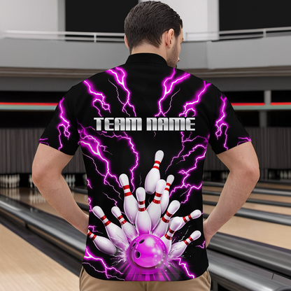 Thunder Lightning Pink Bowling Shirt Custom Bowling Jersey for Men Women Team MBL66
