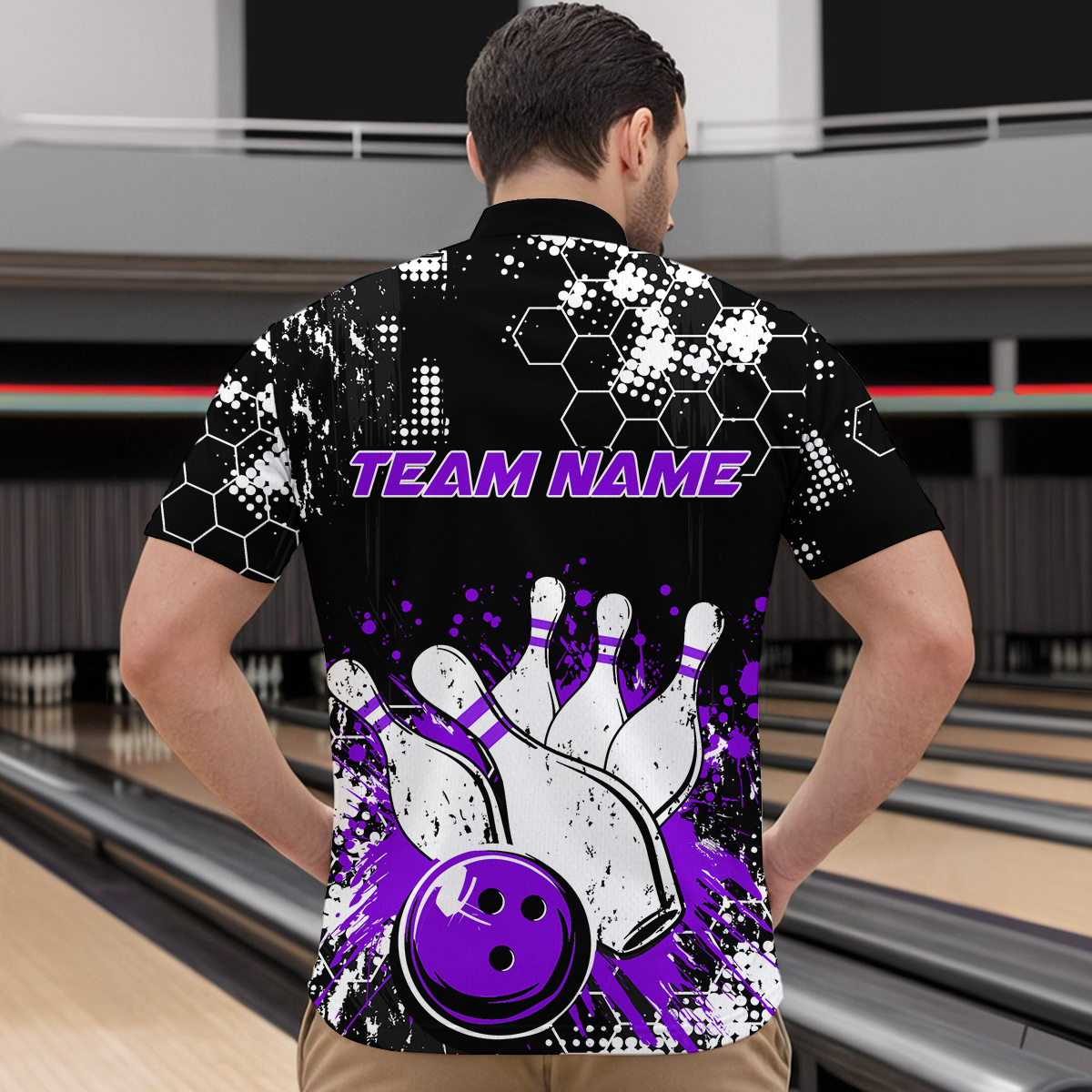 Purple Watercolor Bowling Shirts Men Women Team Custom Bowling Polo & 1/4 Zip Shirt MBL60