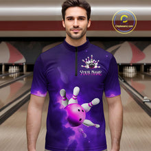 Load image into Gallery viewer, Purple Smoke Bowling Shirts for Women Men Team Custom Bowling Jerseys MBL126