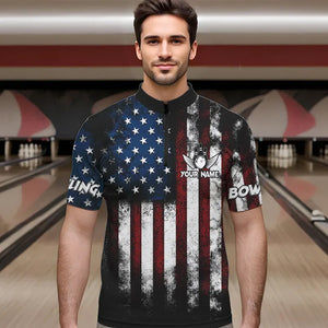 American Flag Bowling Shirts Unisex Custom 1/4 Bowling Team Jersey For Men & Women BDT479