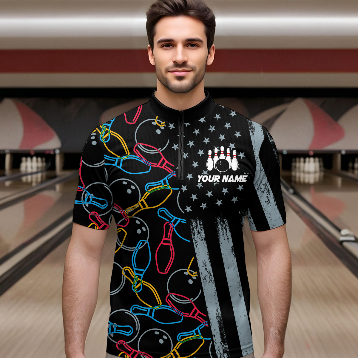 Customize Bowling Shirts for Men Women and Team Bowling Polo & 1/4 Zip Shirt MBL52