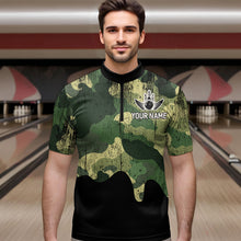 Load image into Gallery viewer, Personalized Camouflage Bowling Shirt American Flag Quarter-Zip Bowling Team Jersey QZT678