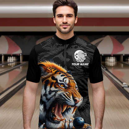 Custom Tiger Bowling Shirt Tiger Bowling Team League Unisex Quarter-Zip Bowling Outfit QZT638