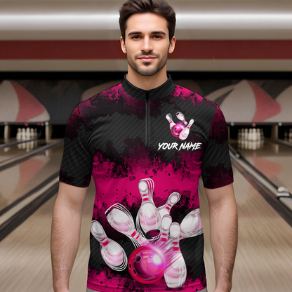 Customize Pink Bowling Shirts for Men Women Team Bowling Polo & 1/4 Zip Shirts MBL81