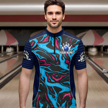 Load image into Gallery viewer, Custom Camo Pink &amp; Teal Bowling Jersey Bowling Team League Shirt Quarter-Zip for Men Women QZT665