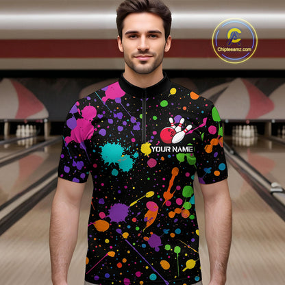 Colorful Watercolor Bowling Shirt for Men Women Custom Team Bowling Polo & Quarter Zip MBL98