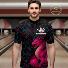 Load image into Gallery viewer, Pink Dragon Bowling Shirt Custom Bowling Jerseys for Men Women with Team Name MBL89