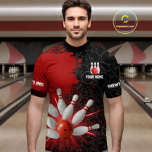 Load image into Gallery viewer, Custom Red&amp;Black Bowling Shirts for Men Women Team Bowling Polo and Quarter Zip MBL97