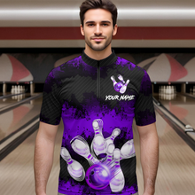 Load image into Gallery viewer, Customize Purple Bowling Shirts for Men Women Team Bowling Polo &amp; 1/4 Zip Shirts MBL81