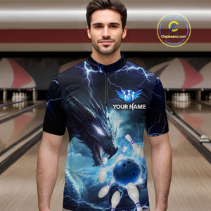 Custom Dragon Bowling Shirt Blue Thunder Bowling Jersey for Men Women Team MBL82