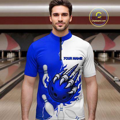 Custom Sharp Claws Bowling Shirt Blue Men Women Team Bowling Flaming Jerseys MBL91