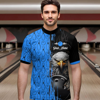 Blue Eagle Bowling Custom Men Bowling Shirt Polo & Quarter-Zip Bowling Team Jerseys HNT49