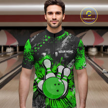 Load image into Gallery viewer, Green Watercolor Bowling Shirts for Women Men Custom Team Bowling Polo&amp;1/4 Zip Shirt MBL110