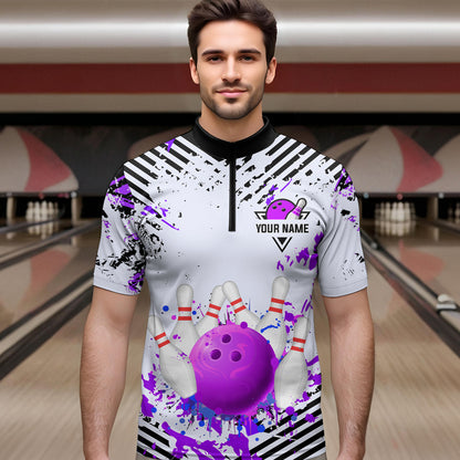Purple Bowling Shirts Custom Watercolor Bowling Jersey for Men Women with Team Name MBL53