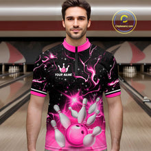 Load image into Gallery viewer, Pink Dragon Flaming Bowling Shirt for Men and Women Custom Bowling Jersey for Team MBL87