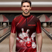 Load image into Gallery viewer, Custom Red Bowling Jersey for Men Bowling Team Shirts Bowling Uniform Polo &amp; 1/4 Zip HNT162