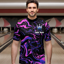 Load image into Gallery viewer, Pink Purple Bowling Custom Men Bowling Shirt Polo &amp; Quarter-Zip Bowling Team Jerseys HNT48
