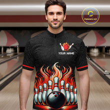 Load image into Gallery viewer, Flame Bowling Custom Men Bowling Shirt Polo &amp; Quarter-Zip Bowling Team Jerseys HNT56
