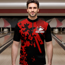 Load image into Gallery viewer, Custom Red Butterflies Bowling Shirts for Men Women Bowling Jersey Team Name MBL79