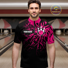 Load image into Gallery viewer, Custom Pink Bowling Shirt Blue for Men Women and Team Bowling Jerseys MBL102