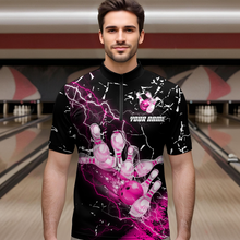Load image into Gallery viewer, Custom Pink Lightning Bowling Shirts for Men Women Team Bowling Polo &amp; 1/4 Zip MBL80