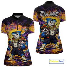 Load image into Gallery viewer, Custom Funny Shark Dart Shirts for Women Darts Team Jerseys Dart Tournament Polo &amp; 1/4 Zip NNT136