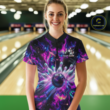 Load image into Gallery viewer, Custom Watercolor Pink Purple Bowling Jersey for Women Bowling Team Shirts Polo &amp; 1/4 Zip HNT268