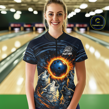 Load image into Gallery viewer, Wolf Bowling Jersey for Women Polo &amp; 1/4 Zip Custom Wolf Bowling Team Shirts Bowling League HNT205