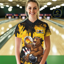 Load image into Gallery viewer, Custom Beer Bear Bowling Jersey for Women Bowling Team Shirts Bowling Polo &amp; 1/4 Zip HNT265