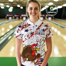 Load image into Gallery viewer, Funny Turkey Bowling Team Shirt for Women Custom Bowling Jersey Thanksgiving Bowling Outfit QZT775