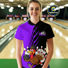 Load image into Gallery viewer, Purple Turkey Bowling Shirts for Women Men Team Custom Bowling Jerseys Thanksgiving MBL180
