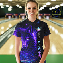 Load image into Gallery viewer, Custom Galaxy Wolf Bowling Jersey for Women Bowling Uniform Polo &amp;1/4 Zip Bowling Team Shirts HNT251