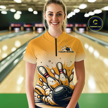 Load image into Gallery viewer, Funny Beer Bowling Jersey for Women Custom Bowling Uniform Polo &amp; 1/4 Zip Team Bowling Shirts HNT118