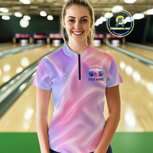 Load image into Gallery viewer, Custom Pink Bowling Shirts for Men Women Team Bowling Polo &amp; Quarter Zip Shirts MBL114