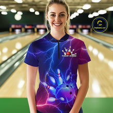 Load image into Gallery viewer, Purple Lightning Bowling Shirts for Men Women Custom Team Bowling Jerseys MBL155
