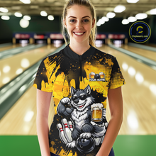 Load image into Gallery viewer, Custom Beer Wolf Bowling Jersey for Women Bowling Team Shirts Bowling Polo &amp; 1/4 Zip HNT264