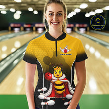 Load image into Gallery viewer, Custom King Bee Bowling Jersey for Women Bowling Team Shirts Bowling Polo &amp; 1/4 Zip HNT266