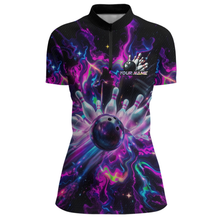 Load image into Gallery viewer, Custom Watercolor Pink Purple Bowling Jersey for Women Bowling Team Shirts Polo &amp; 1/4 Zip HNT268