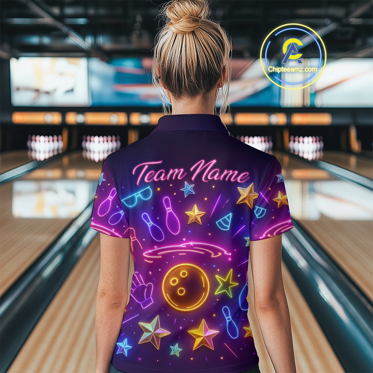 Custom Neon Bowling Shirt Polo & Quarter-Zip Shirts for Women Gift Bowling Jersey League QZT744