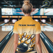 Load image into Gallery viewer, Funny Beer Bowling Jersey for Women Custom Bowling Uniform Polo &amp; 1/4 Zip Team Bowling Shirts HNT118