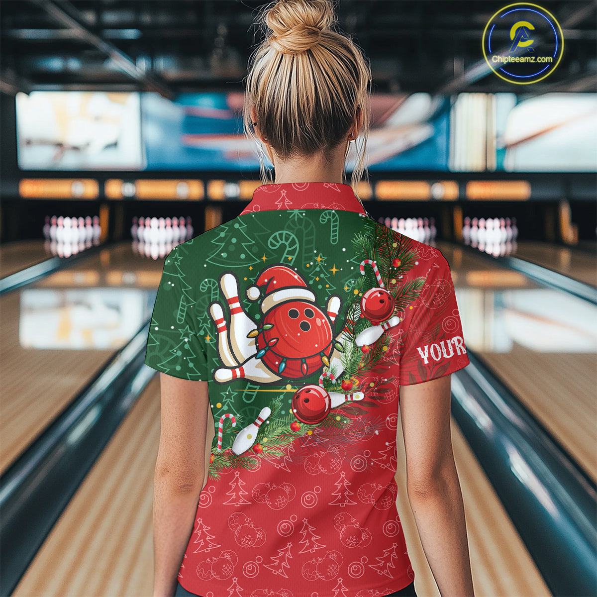 Christmas Santa Women Bowling Polo, Quarter Zip Shirt Custom Christmas Team Bowling outfit For Ladies NQS10342