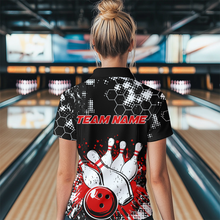 Load image into Gallery viewer, Red Watercolor Bowling Shirts Men Women Team Custom Bowling Polo &amp; 1/4 Zip Shirt MBL60