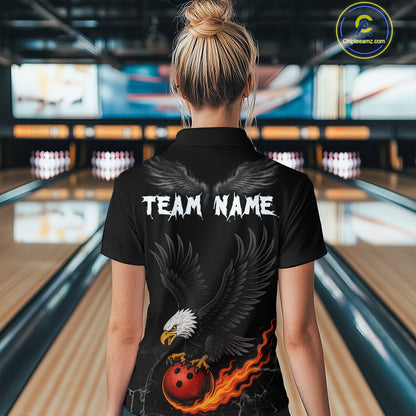 Custom Black Eagle Bowling Women Bowling Shirt Polo & Quarter-Zip Bowling Team Jerseys HNT77