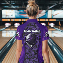 Load image into Gallery viewer, Camo Bowling Jersey For Women Bowling Team Shirt Custom Bowling Quarter-Zip Shirt BDT327